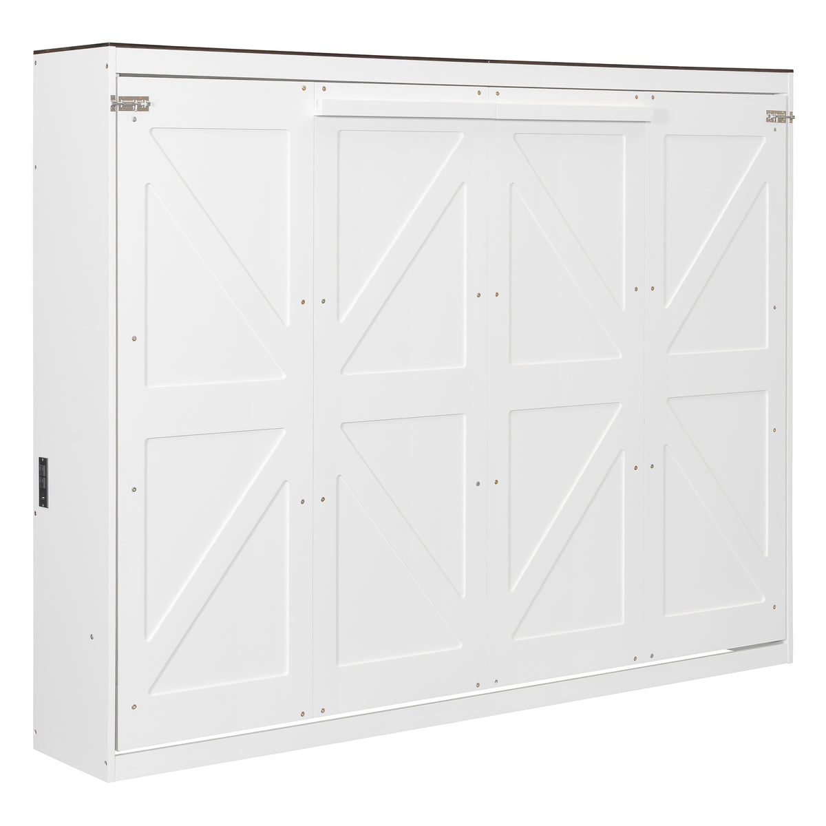 Queen Size Murphy Bed with USB ,Folding Storage Wall Bed Furniture for Bedroom,Office,Guest Room, White