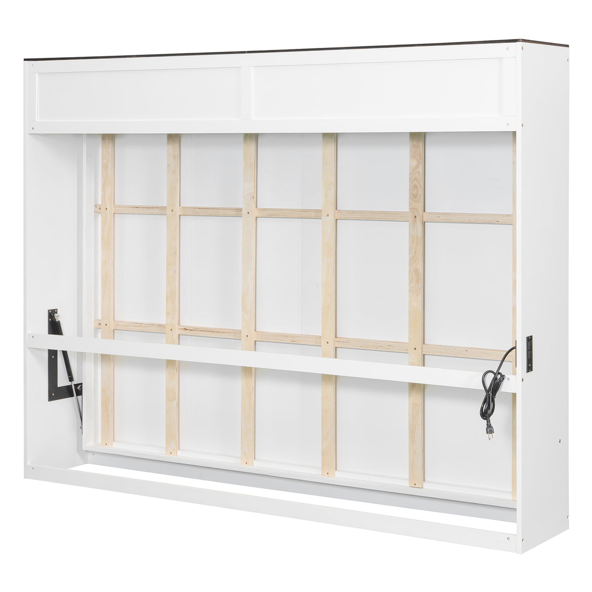 Queen Size Murphy Bed with USB ,Folding Storage Wall Bed Furniture for Bedroom,Office,Guest Room, White