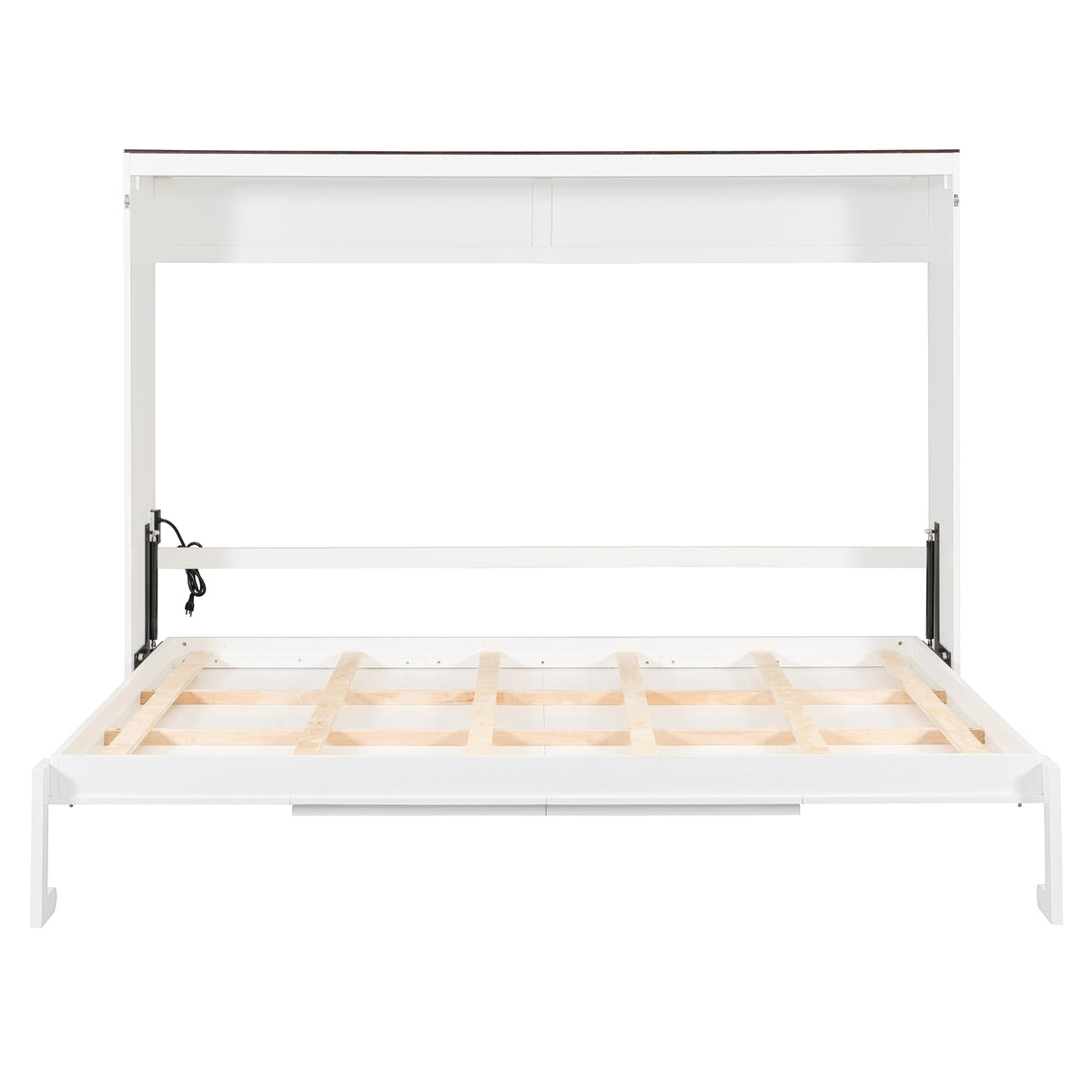 Queen Size Murphy Bed with USB ,Folding Storage Wall Bed Furniture for Bedroom,Office,Guest Room, White