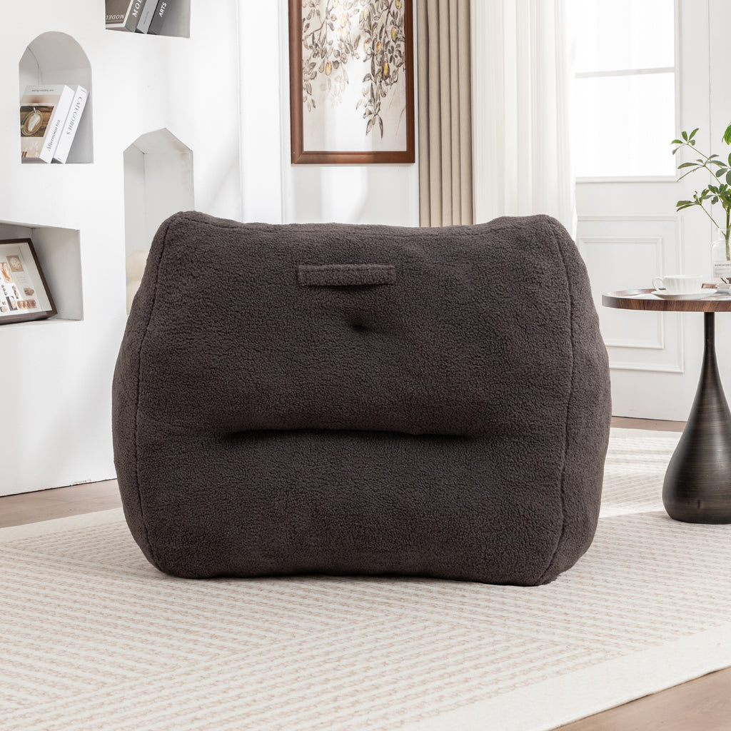 Oversized Bean Bag Chair with Side Pocket, Teddy Comfy Sofa with Arms, Removable Cover Chair for Living Room, Dark Gray