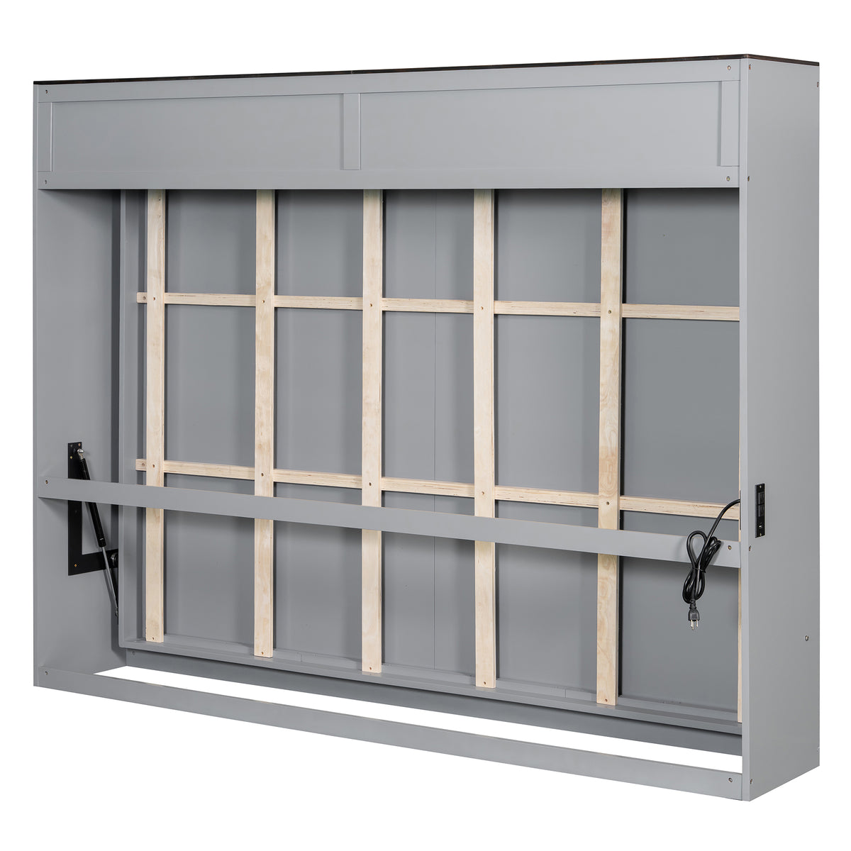 Queen Size Murphy Bed with USB ,Folding Storage Wall Bed Furniture for Bedroom,Office,Guest Room, Gray