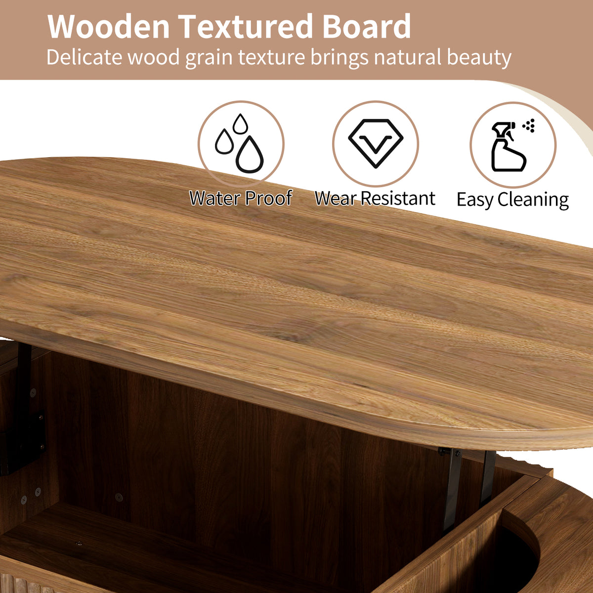 NYBOPAVIS Lift Top Coffee Table with Storage, 39.37" Wood Coffee Table with Hidden Compartments for Living Room, Walnut
