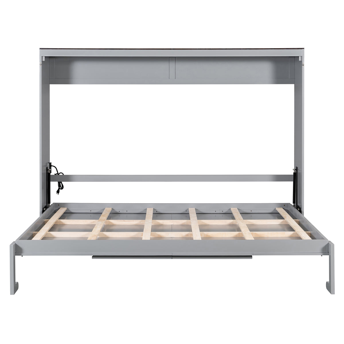 Queen Size Murphy Bed with USB ,Folding Storage Wall Bed Furniture for Bedroom,Office,Guest Room, Gray