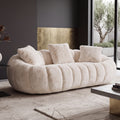 75.5'' Oversized Velvet Upholstered Sofa Bed, Comfy Sleeper Chair Sofa Couch, Floral-shaped Boneless Couch, Chaise Lounge Chair Indoor, Loveseat Cloud Couches for Living Room, Beige