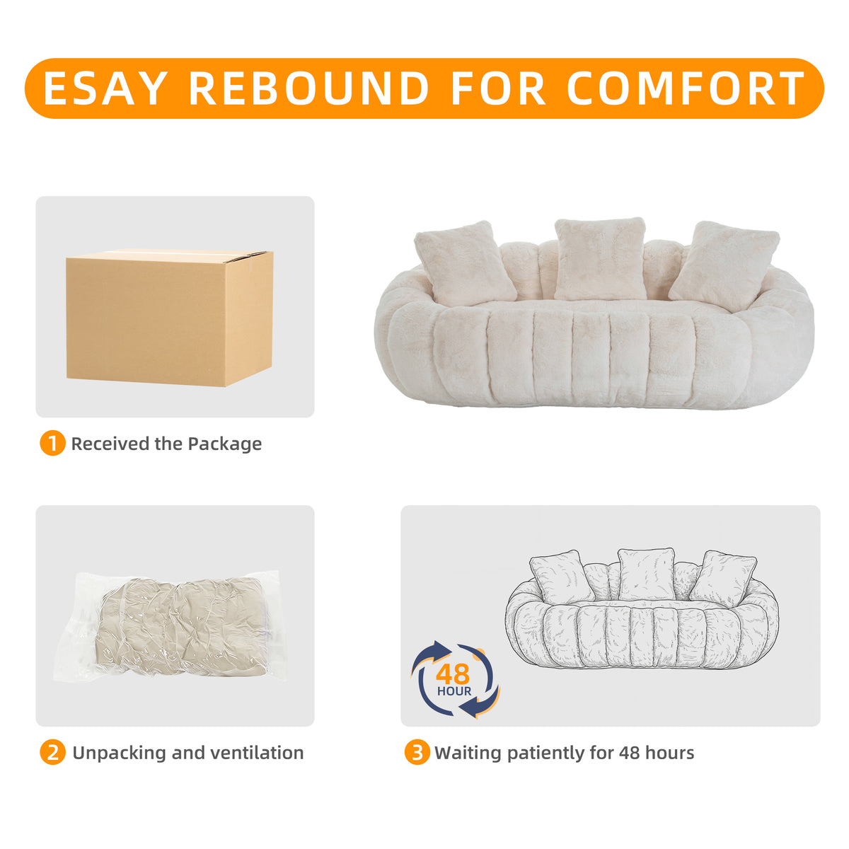 75.5'' Oversized Velvet Upholstered Sofa Bed, Comfy Sleeper Chair Sofa Couch, Floral-shaped Boneless Couch, Chaise Lounge Chair Indoor, Loveseat Cloud Couches for Living Room, Beige
