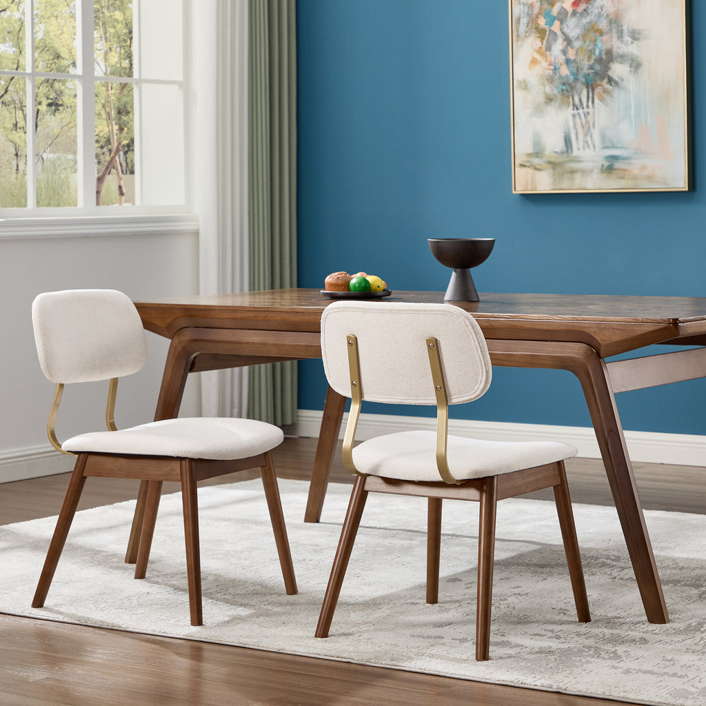 Wooden Dining Chairs Set of 2, Modern Upholstered Fabric Dining Chairs, Farmhouse Dining Room Kitchen Side Chairs, Beige