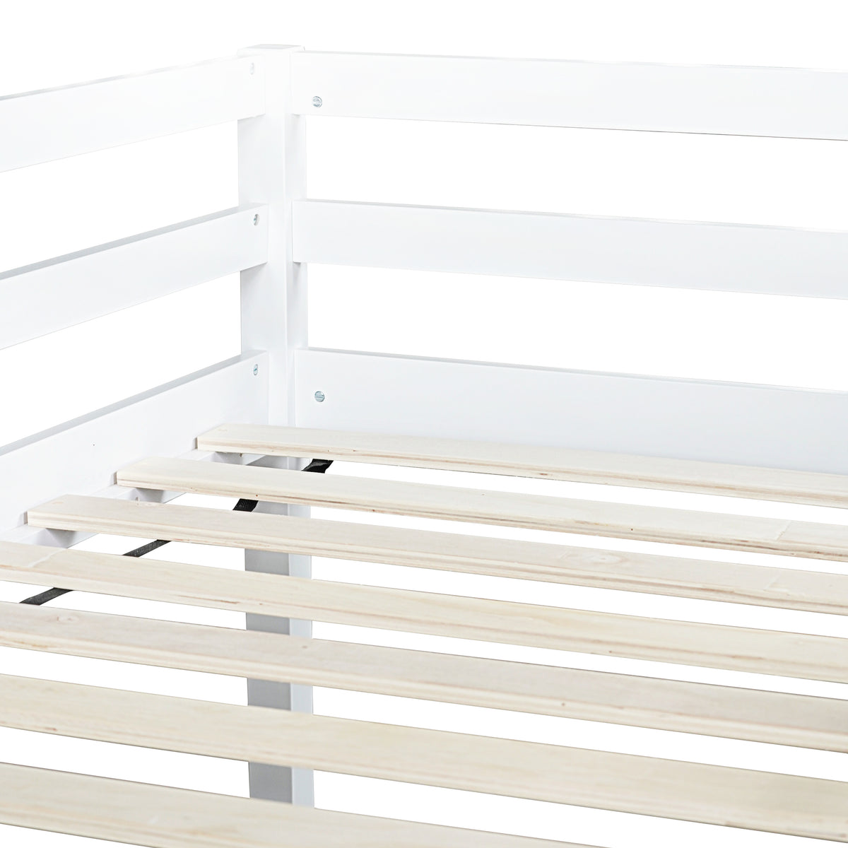 Twin Loft Bed with Slide, Solid Wood Elevated Bed Frame, Space Saving Loft Bed for Small Space Bedroom, White