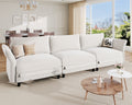 Modular Sectional Sofa with Storage Ottoman, 3 Seat Modular Sectional Couch, Oversized Deep Seat Chenille Sofa for Living Room