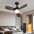 24.4" Low Profile Ceiling Fan with Light, Dimmable LED, 6-Speed & Quiet DC Motor, Remote Control, 3 Blades for Indoor/Outdoor, Black