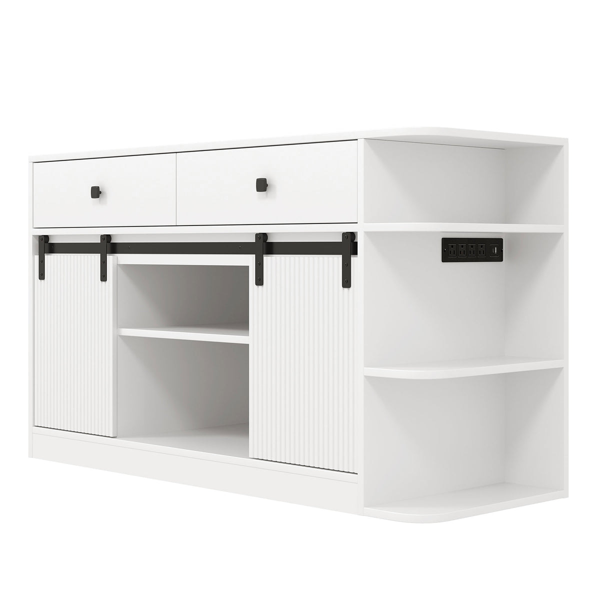 75 Gallon Aquarium Stand with LED Lights & Power Outlets, Fluted Sliding Doors, Storage Cabinets & Shelves for Aquarium Accessories