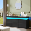NYBOPAVIS 6 Drawer Dresser for Bedroom, Chest of Drawers with LED Light, TV Stand with Drawers Black