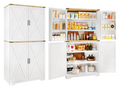 72.8'' Tall Kitchen Pantry Cabinet with 4 Barn Doors,Wood Storage Cabinet with Adjustable Shelves for Dining Room Living Room, White