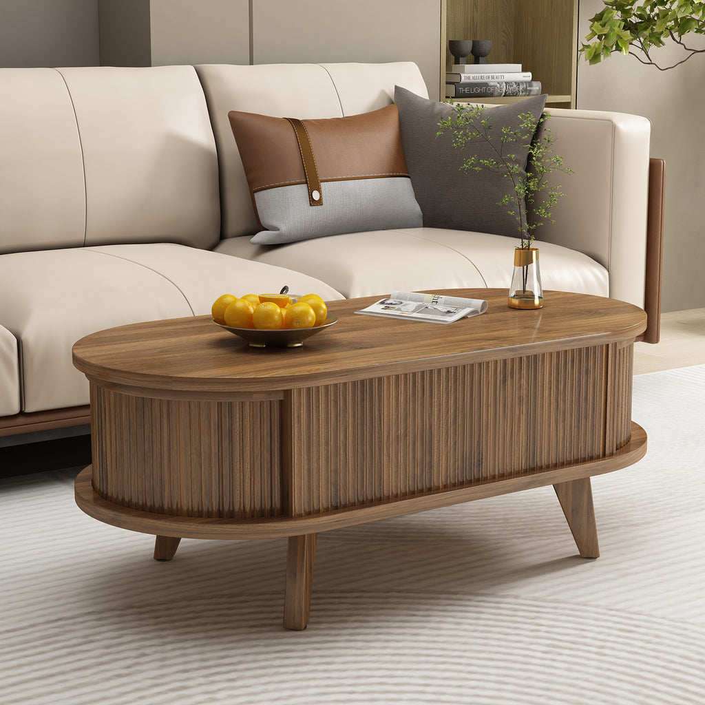 NYBOPAVIS Lift Top Coffee Table with Storage, 39.37" Wood Coffee Table with Hidden Compartments for Living Room, Walnut