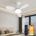 24.4" Low Profile Ceiling Fan with Light, Dimmable LED, 6-Speed & Quiet DC Motor, Remote Control, 3 Blades for Indoor/Outdoor, White