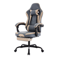 Gaming Chair with Footrest & Headrest, Leather Ergonomic Office Computer Chair with Footrest and Lumbar Support, Blue Beige