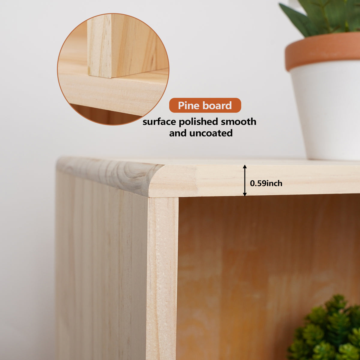 Bookshelf with 7 Cube,Pine Modern Wooden Bookcase with Storage Organizer for Home, Office, Natural