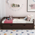 Wooden Daybed with Trundle,Multi-functional Extending Daybed, Box Spring Needed, for Living Room Bedroom, Espresso
