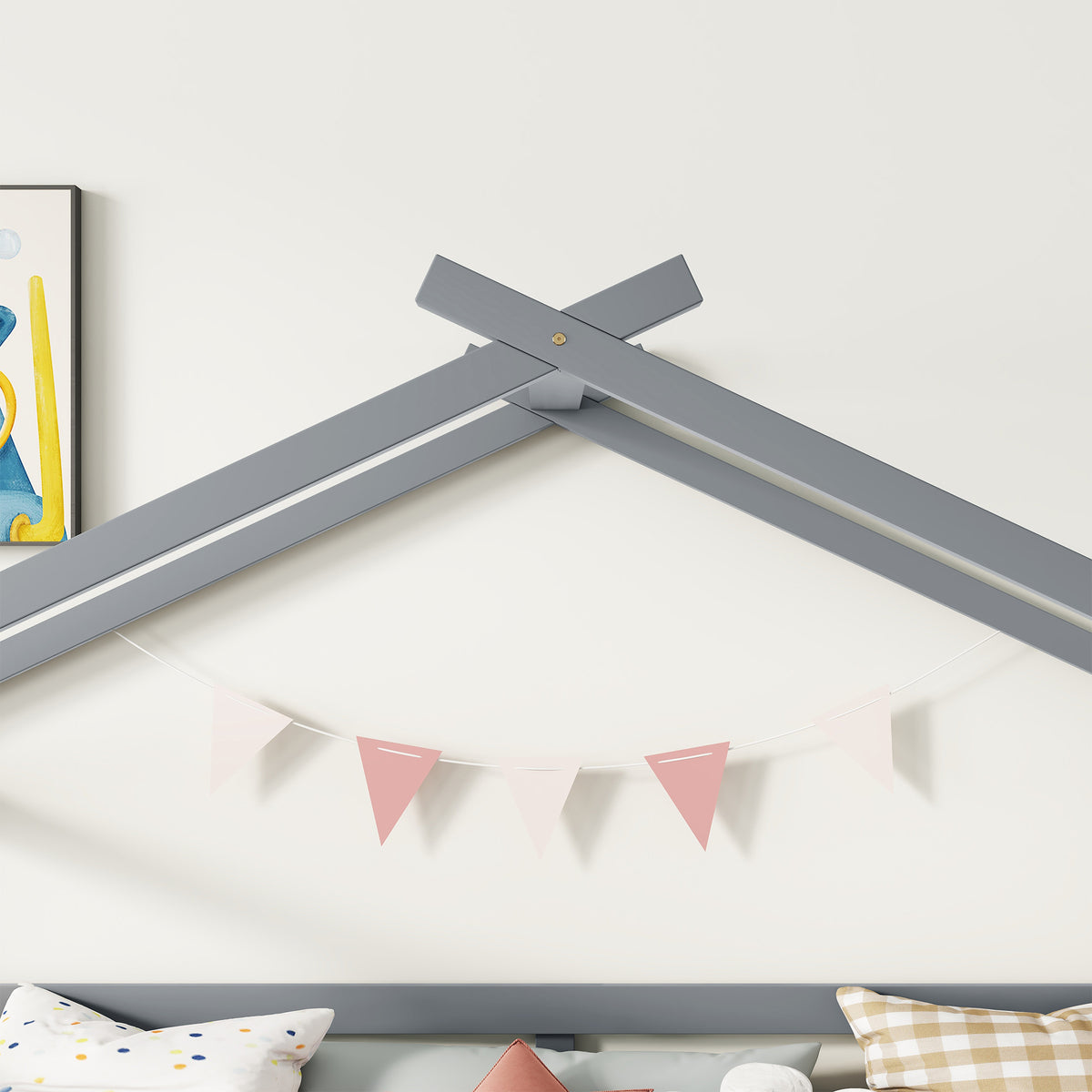 Twin Loft Bed with Slide, Solid Wood Bed Frame, Modern Loft Bed with Ladder & Guardrail for Bedroom, Gray