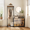 Dresser with Hanging Rack & 6 Drawers with LED Lights, Vanity Table with Drawers for Bedroom,living room,Brown