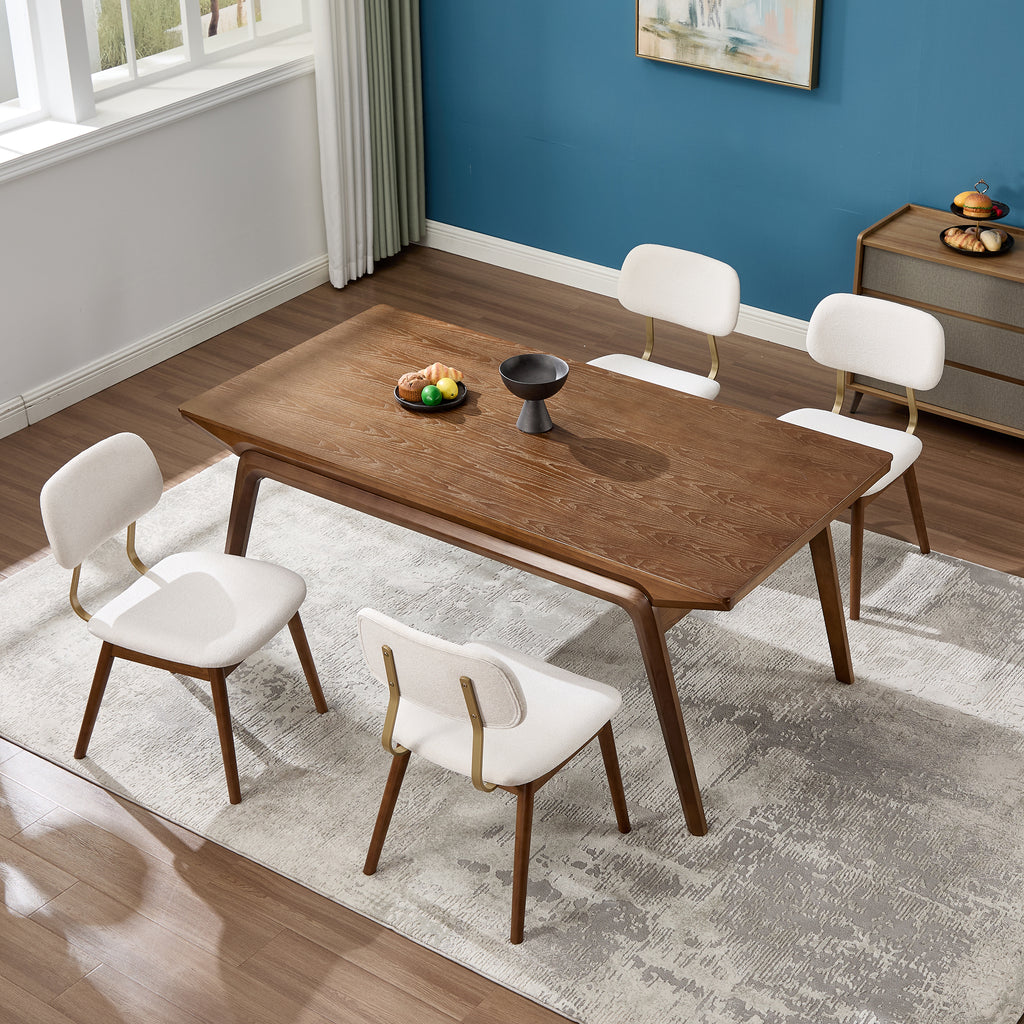 Wooden Dining Chairs Set of 2, Modern Upholstered Fabric Dining Chairs, Farmhouse Dining Room Kitchen Side Chairs, Beige