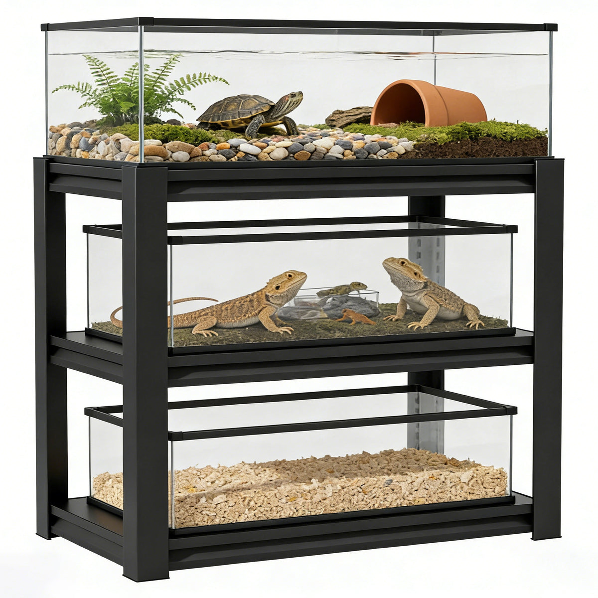 NYBOPAVIS 47.2" Heavy Duty Shelving with Adjustable Rack, 3-Tier Fish Tank Stand Rack Shelf for Home Office,47.2" W x 18"D x 39" H