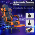 Gaming Chair with Footrest & Headrest, Leather Ergonomic Office Computer Chair with Footrest and Lumbar Support, Black Orange
