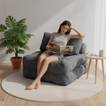 2-in-1 Folding Sofa Bed, Convertible Modular Floor Couch, Portable Sleeper Chair for Bedroom/Living Room, Gray