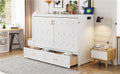 Queen Size Murphy Beds with drawer & USB Ports,Folding Storage Wall Bed Furniture for Bedroom,Office,Guest Room,White