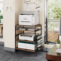 Large Printer Stand with Sliding Tray, 5 Adjustable Heights 4 Tier Printer Table with Wheels, Rolling Printer Cart with Storage Shelf
