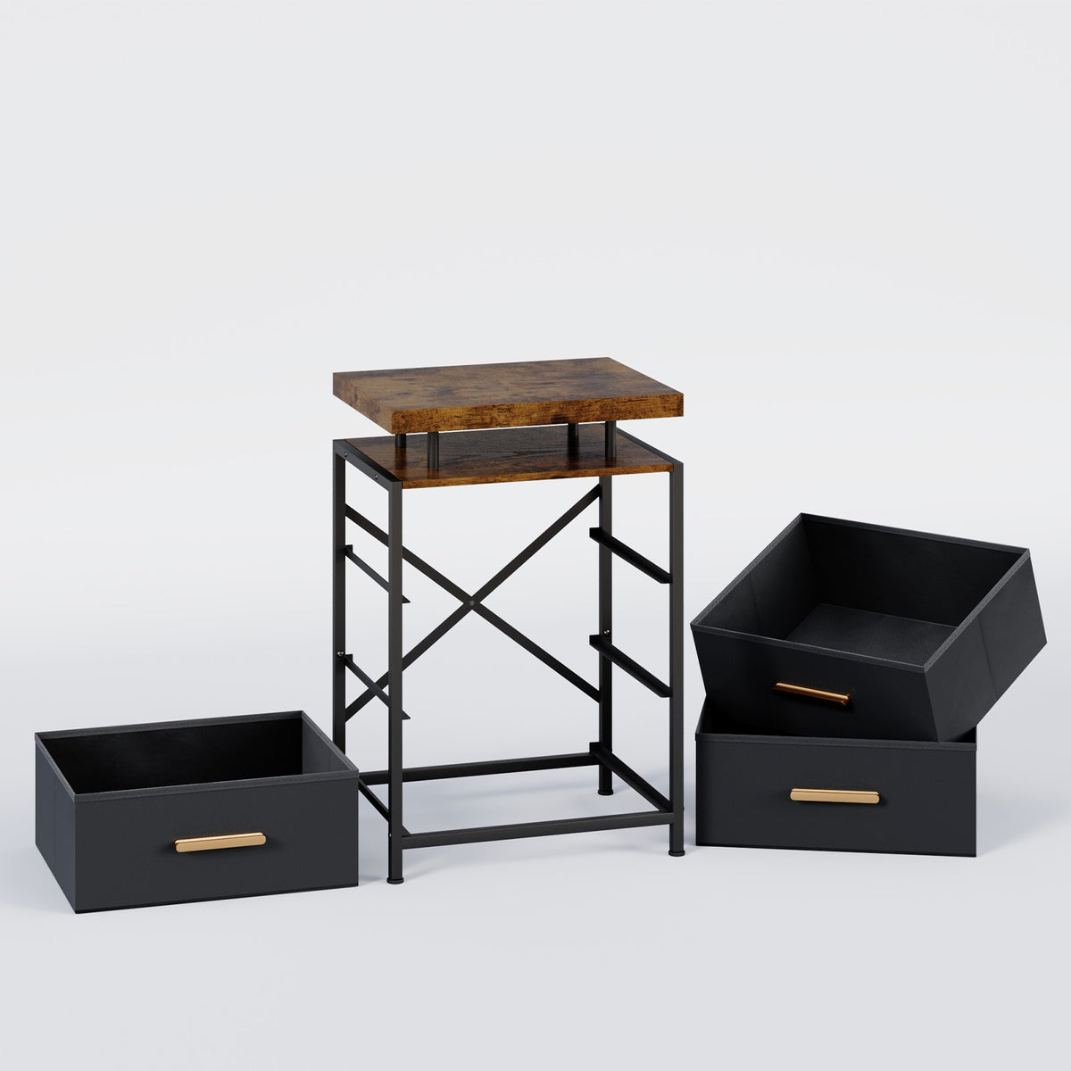 Smart LED Nightstand with 3 Drawers Modern Design Table for Bedroom, Closet, Dorm, Black