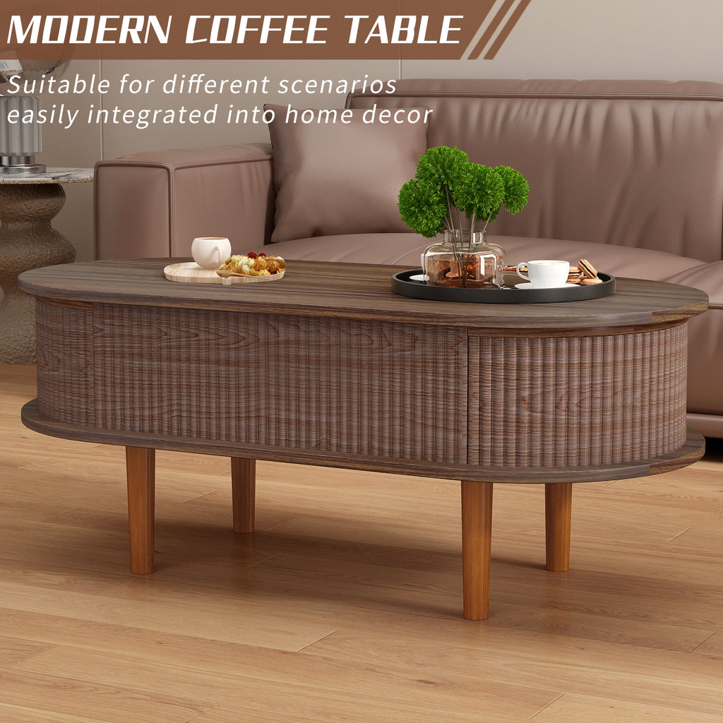 NYBOPAVIS Lift Top Coffee Table with Storage, 40" Wood Coffee Table with Hidden Compartments for Living Room, Walnut