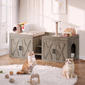 Cat Litter Box Enclosure for 2 Cats, 55" Hidden Litter Box Furniture with Pet Stairs,Cat Washroom with Double Large Room, Farmhouse Indoor Litter Box, Grey
