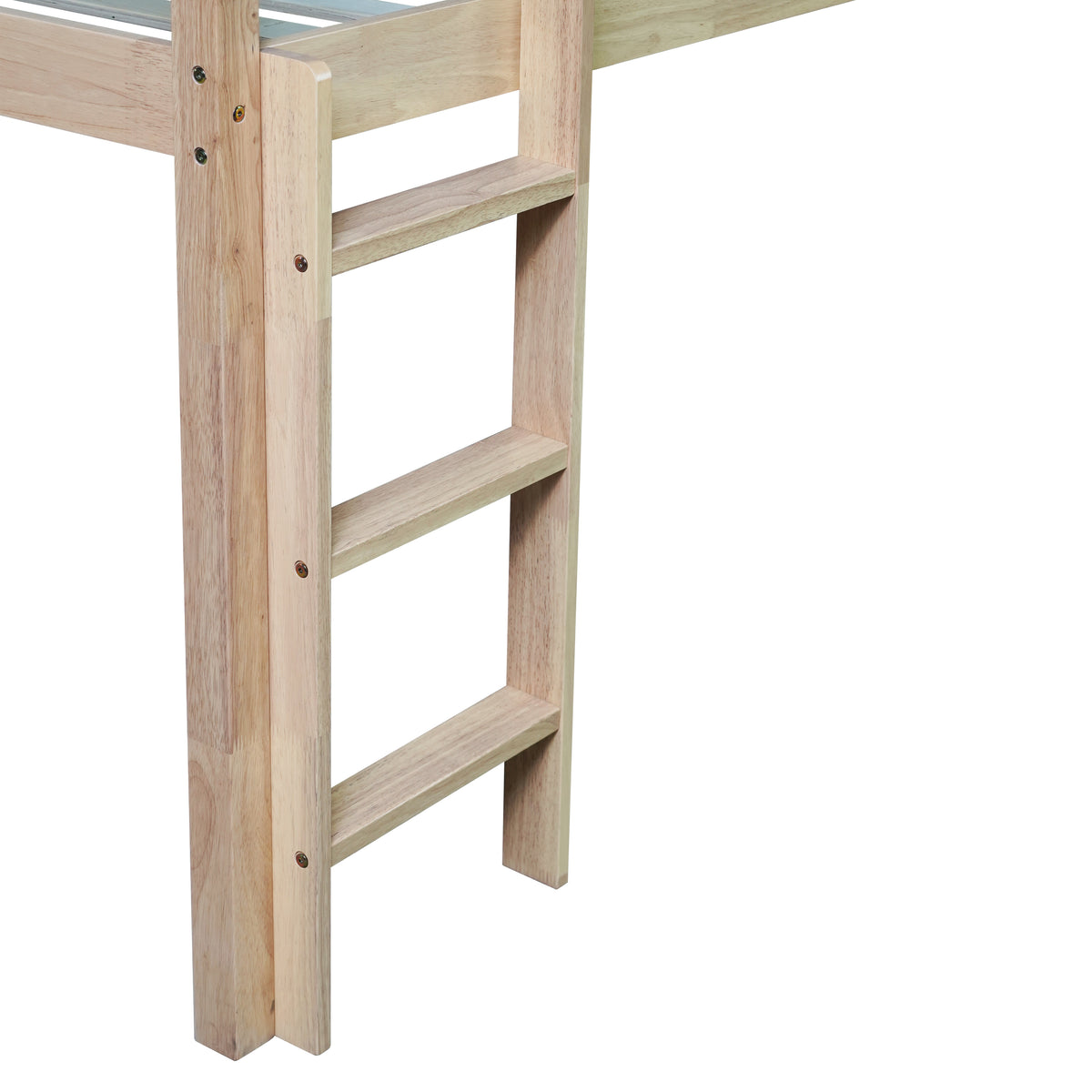 Twin Loft Bed with Slide, Solid Wood Elevated Bed Frame, Space Saving Loft Bed for Small Space Bedroom, Natural