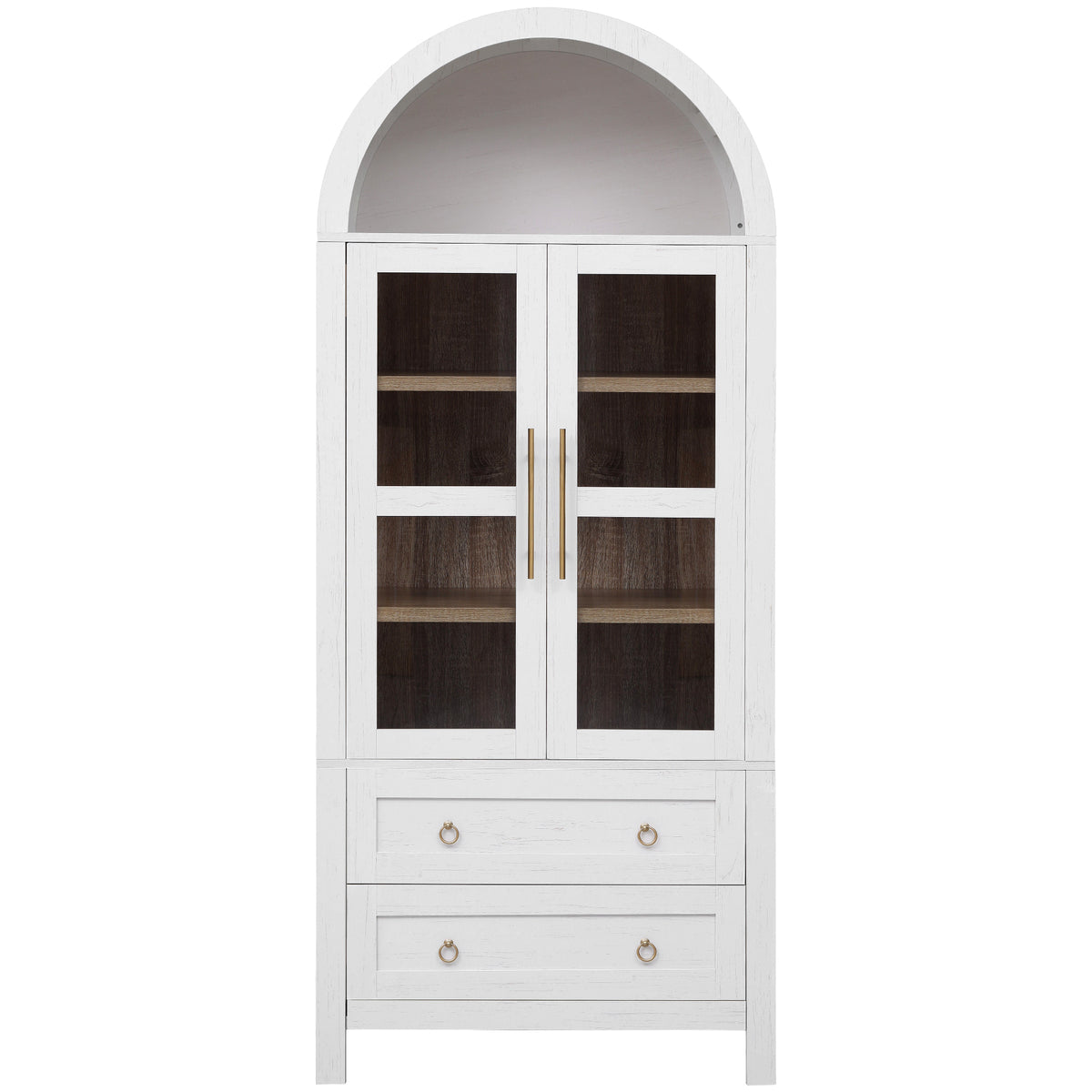 NYBOPAVIS Arched Kitchen Pantry Storage Cabinet, Wood Pantry Cabinet with Adjustable Shelves, Freestanding Pantry Cabinet for Dining Room Living Room, White