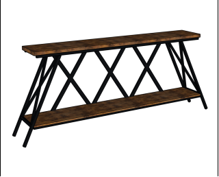 69" Modern Narrow Console Table, 2-Shelves Industrial Sofa Table, Entryway accent table with Storage, Rustic Brown, Trapezoid