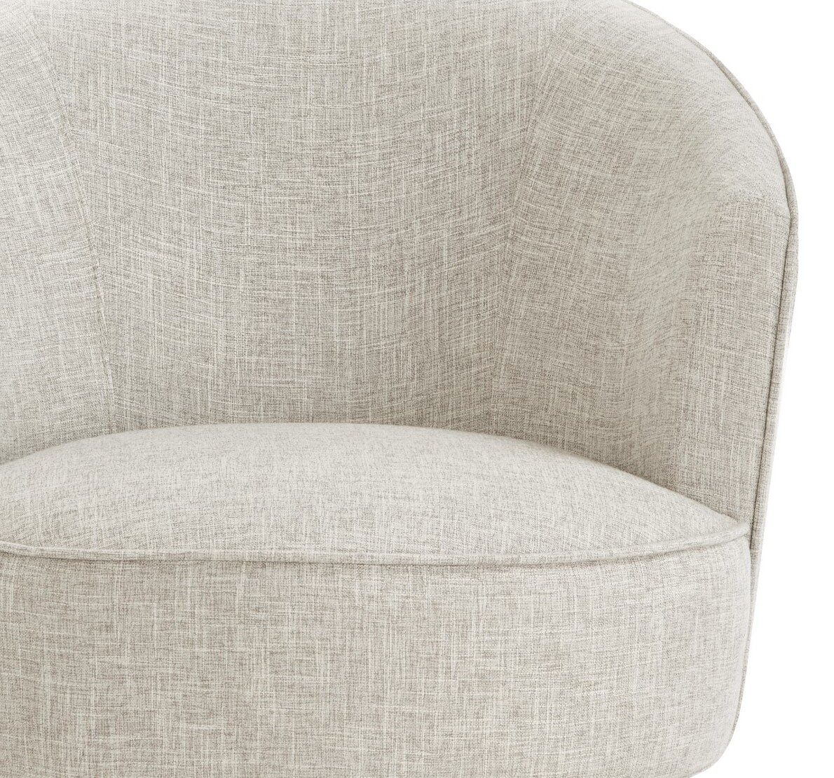 360° Swivel Accent Chair, Barrel Chair with Solid Wood Base, Linen Fabric Armchair, Light Gray