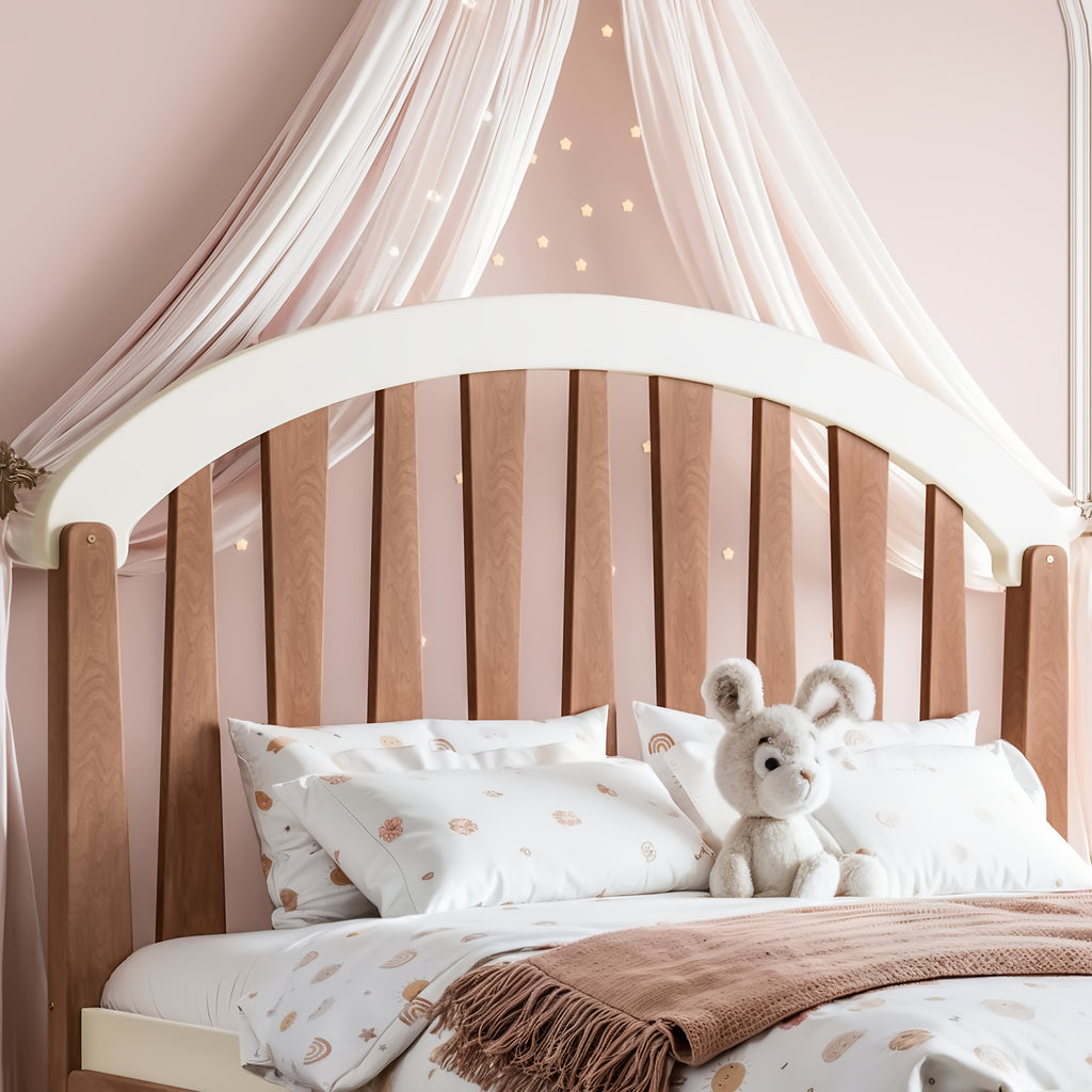 NYBOPAVIS Full Size Bed Frame, Wood Platform Bed with Storage Drawers, No Box Spring Required, Beige & Brown