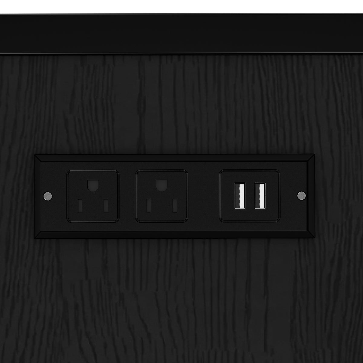 Triple Twin over Full Bunk Bed Frame with LED Lights & Slide, Wooden Desk with USB Ports, Noise-Free Design, Black