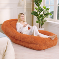 NYBOPAVIS 69" Foldable Lazy Sofa Bed with 5 Position Adjustable Convertible,Recliner Sofa for bedroom, living room,Plush Fabric,Orange