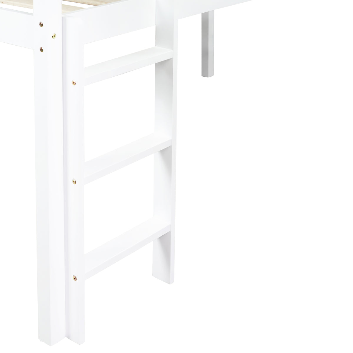 Twin Loft Bed with Slide, Solid Wood Elevated Bed Frame, Space Saving Loft Bed for Small Space Bedroom, White