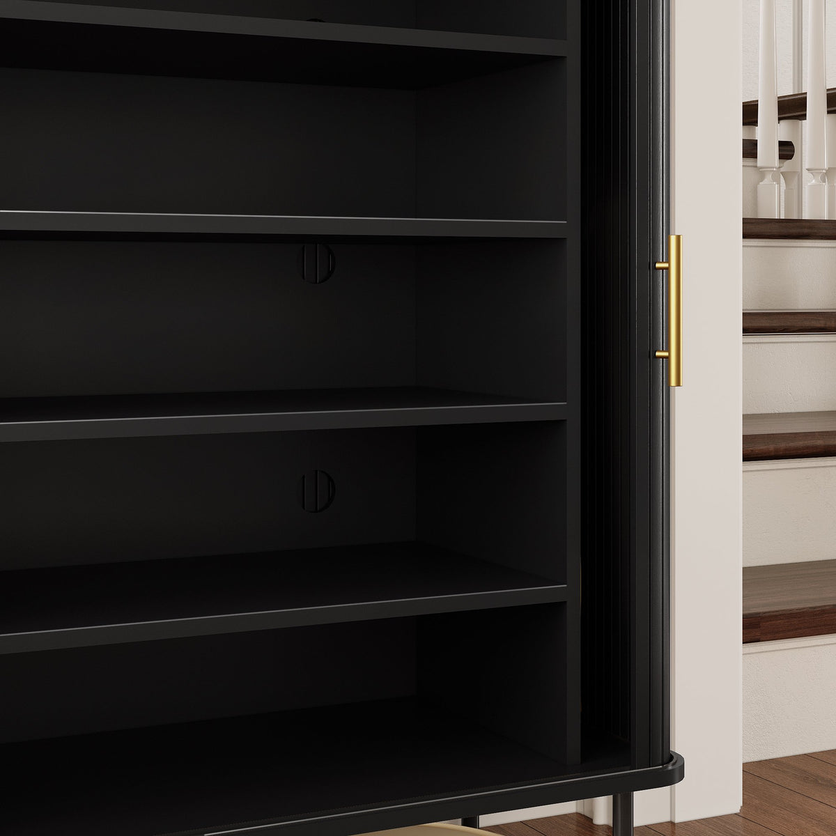 NYBOPAVIS 7-Tier Shoe Cabinet with Sliding Door, Storage Organizer with Adjustable Shelves, Freestanding Shoe Rack for Entryway, Black