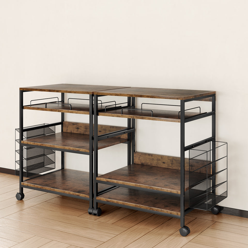 Large Printer Stand with Sliding Tray, 5 Adjustable Heights 4 Tier Printer Table with Wheels, Rolling Printer Cart with Storage Shelf