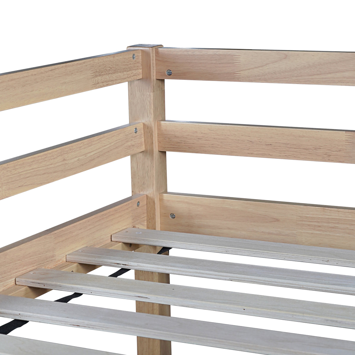 Twin Loft Bed with Slide, Solid Wood Elevated Bed Frame, Space Saving Loft Bed for Small Space Bedroom, Natural