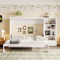 Queen Size Murphy Bed with Height Adjustable Storage Shelf & 1 Drawer, Wall Bed Multifunctional Foldable Platform Bed for Bedroom,Guest Room, White