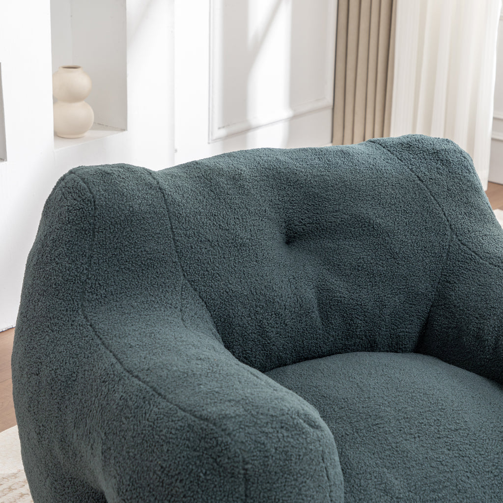 Oversized Bean Bag Chair with Side Pocket, Teddy Comfy Sofa with Arms, Removable Cover Chair for Living Room, Light Green