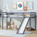 Twin Loft Bed with Slide, Solid Wood Elevated Bed Frame, Space Saving Loft Bed for Small Space Bedroom, Gray