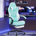 Gaming Chair with Footrest & Headrest, Leather Ergonomic Office Computer Chair with Footrest and Lumbar Support, Green