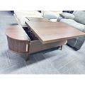 NYBOPAVIS 4 in 1 Lift Top Coffee Table with Storage, Wood Fluted Coffee Table for Living Room, Open & Hidden Storage Space, Walnut
