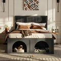 NYBOPAVIS Queen Size Bed Frame with Nook & Storage,Upholstered Platform Bed for Bedroom,Office,Guest Room, Black