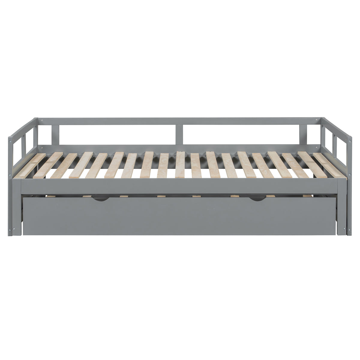 Wooden Daybed with Trundle,Multi-functional Extending Daybed, Box Spring Needed, for Living Room Bedroom, Gray